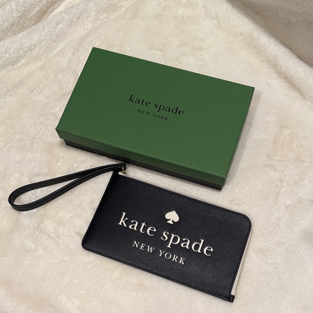 Kate Spade Black Wristlet with Green Box